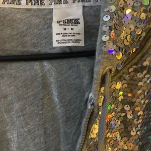 PINK Victoria Secret Fashion Show 2013 Sequin Bling Zip Up Hoodie Size  M Rare